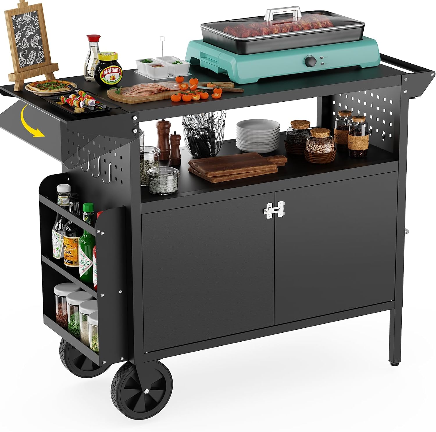 Outdoor Camping Table With Storage - Carrinho de Churrasco para Exterior com