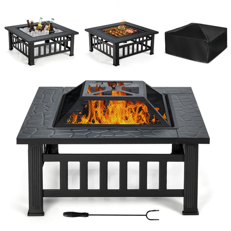 Outdoor Camping Fire Pit - Mesa de Fogo Quadrada 3 em