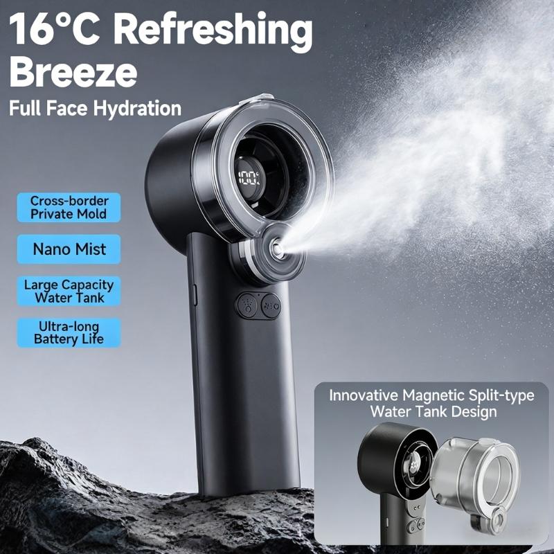 Outdoor Camping Misting Fan - Ventilador Portátil de Mão 3600mah Recarregável
