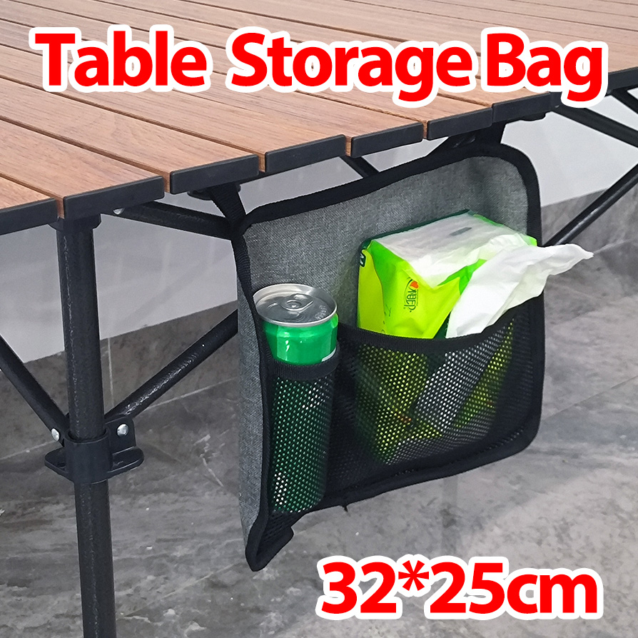 Outdoor Camping Table With Storage - Bolsa de Armazenamento Lateral para Mesa,