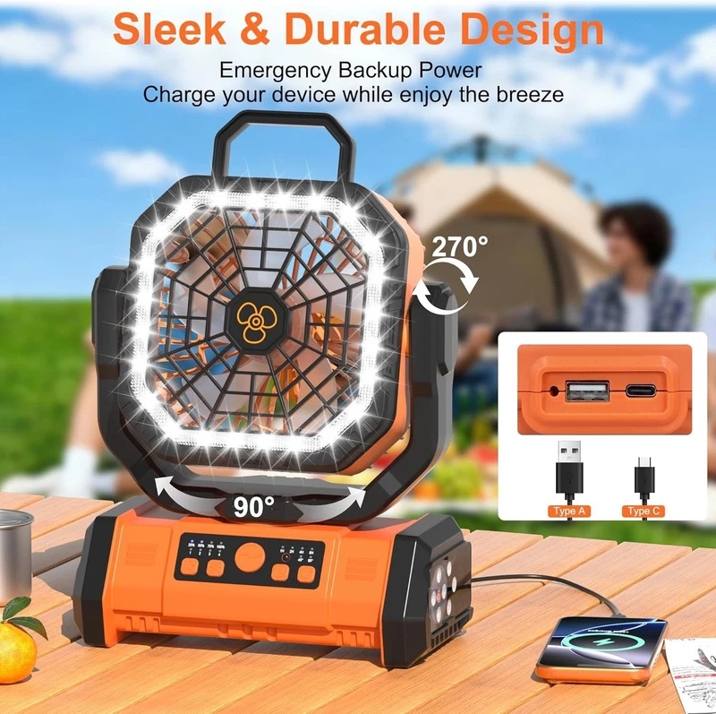 Outdoor Camping Misting Fan - Ventilador Portátil Multifuncional 20000mAh com Clipe