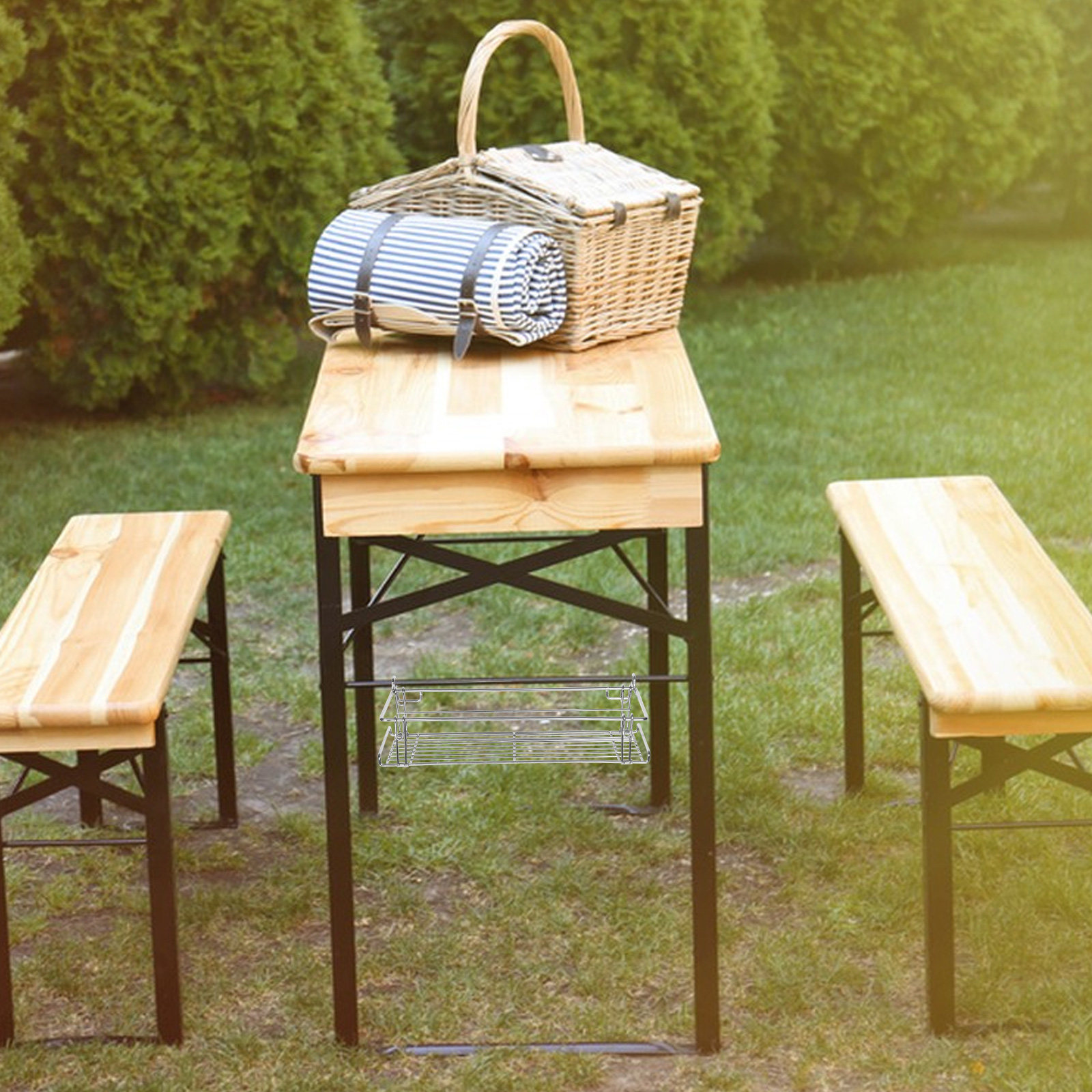 Cesto de arame dobrável para p - Outdoor Camping Table With Storage avaliação e preço