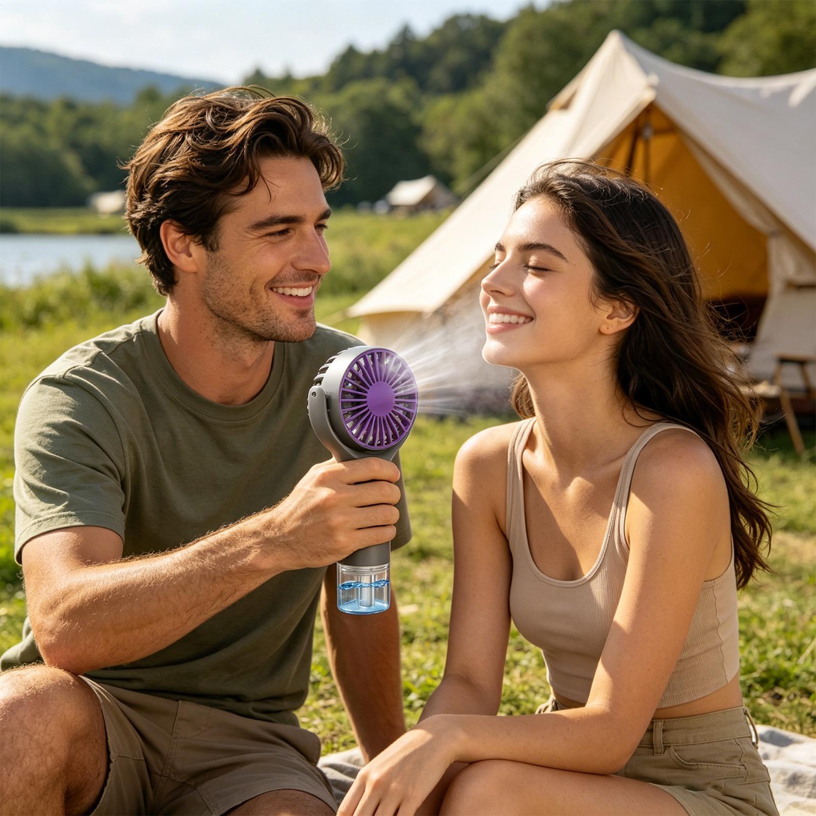 Ventilador Portátil com Névoa, - Outdoor Camping Misting Fan avaliação e preço