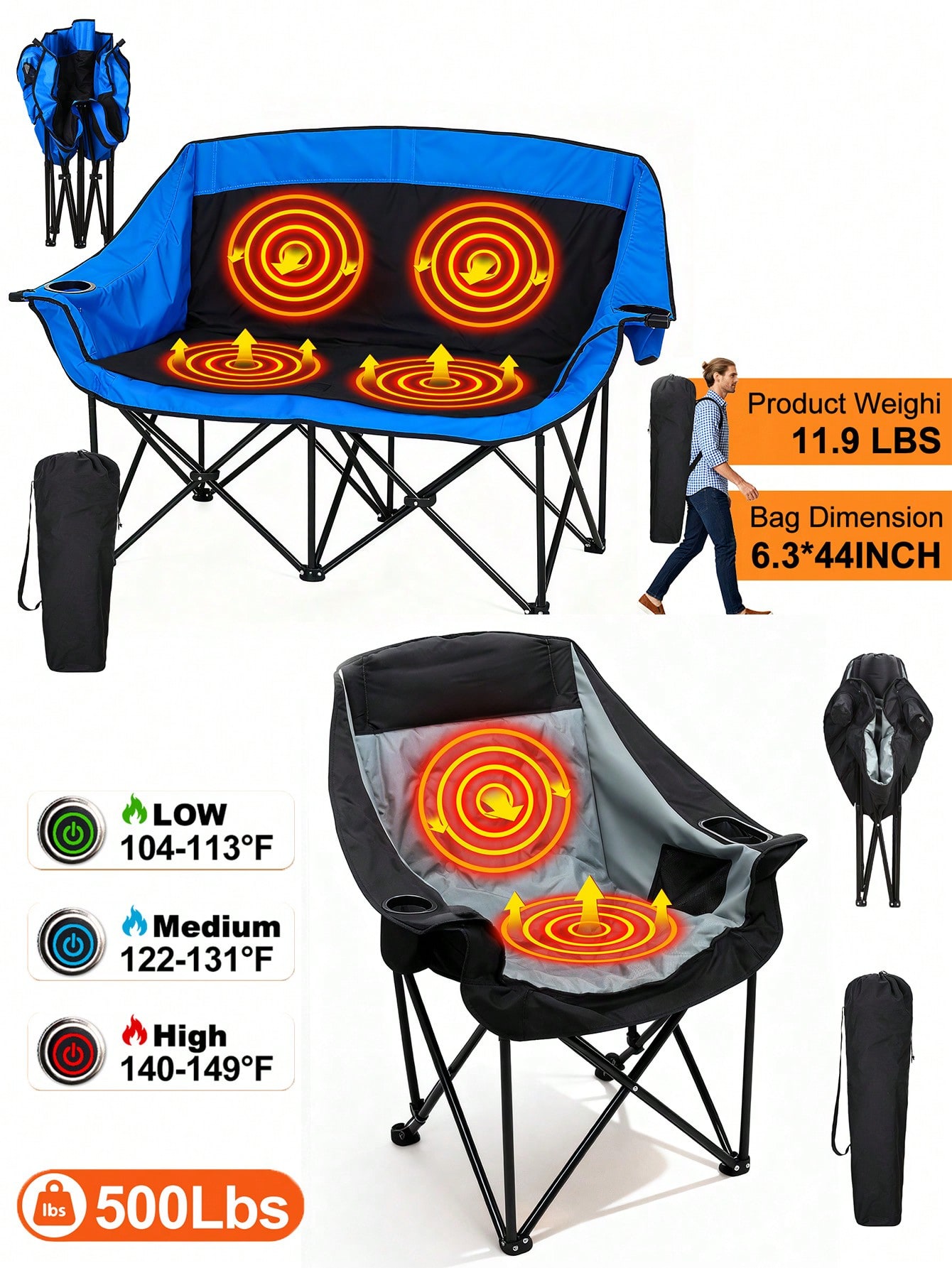 Cadeira de Camping Dupla Aquec - Outdoor Oversized Camping Chair avaliação e preço