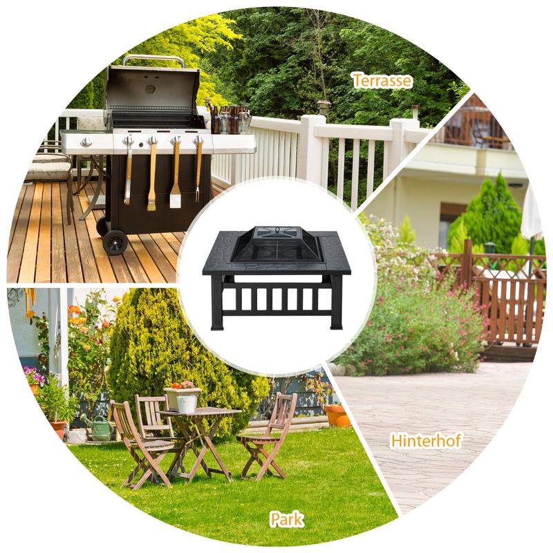 Mesa de Fogo Quadrada 3 em 1 p - Outdoor Camping Fire Pit avaliação e preço