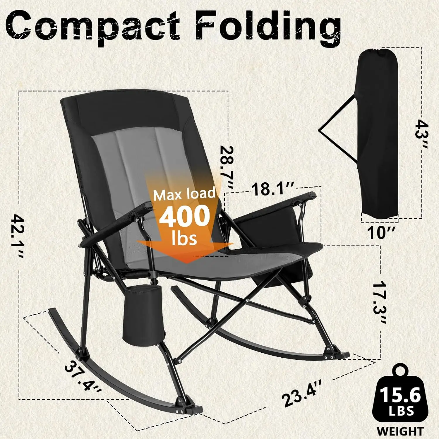 Conjunto de 2 Cadeiras de Bala - Outdoor Oversized Camping Chair avaliação e preço