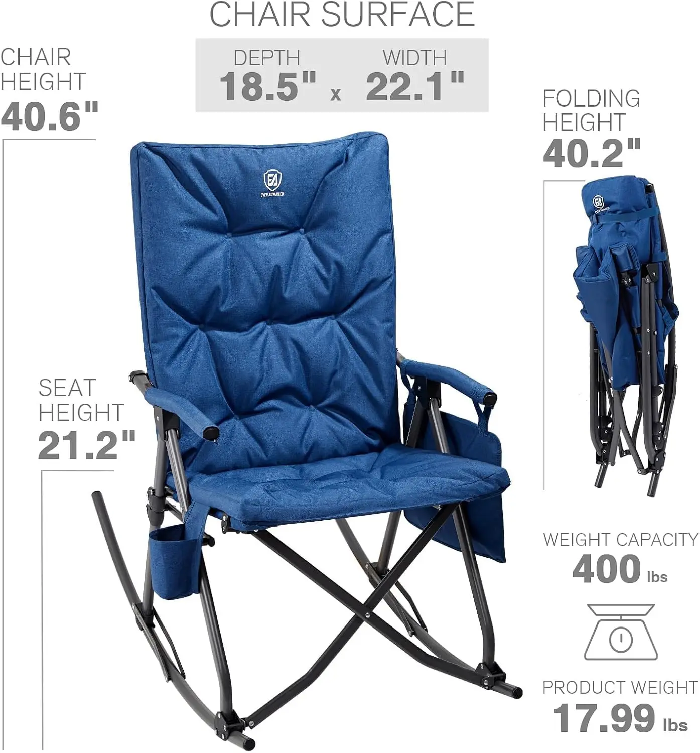 Cadeira de Balanço Dobrável Gr - Outdoor Oversized Camping Chair avaliação e preço