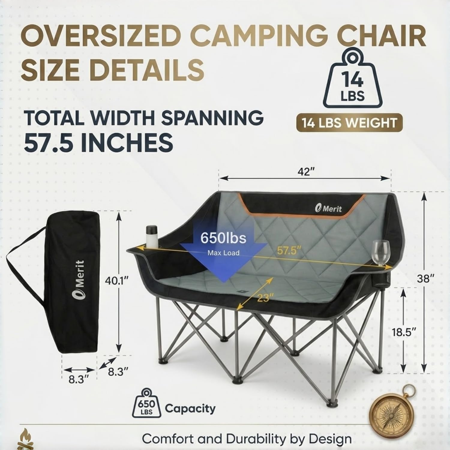 Cadeira de Camping Dobrável Re - Outdoor Oversized Camping Chair avaliação e preço
