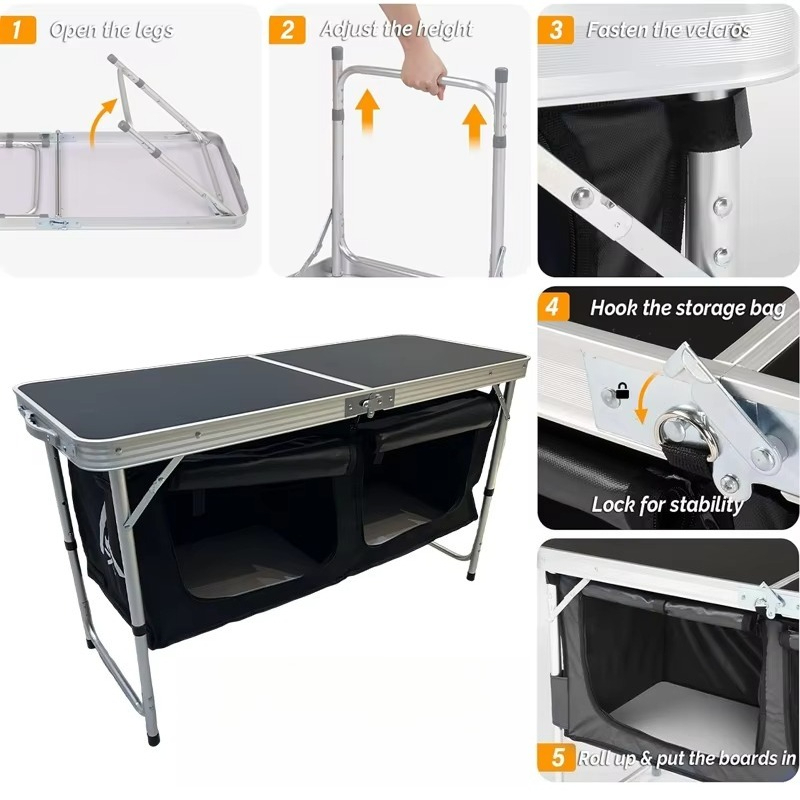 Mesa de cozinha portátil dobrá - Outdoor Camping Table With Storage avaliação e preço