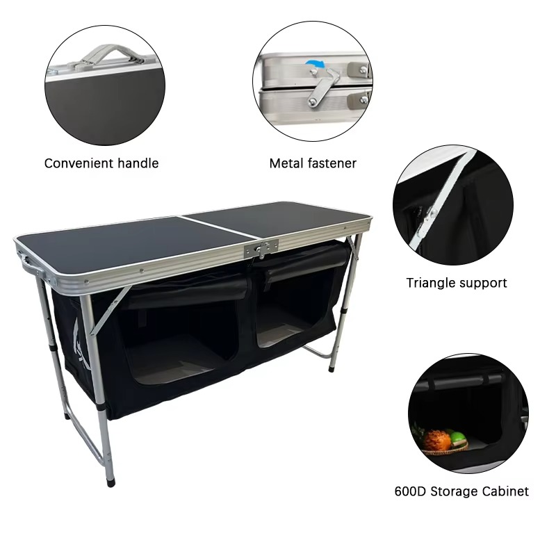 Mesa de cozinha portátil dobrá - Outdoor Camping Table With Storage avaliação e preço