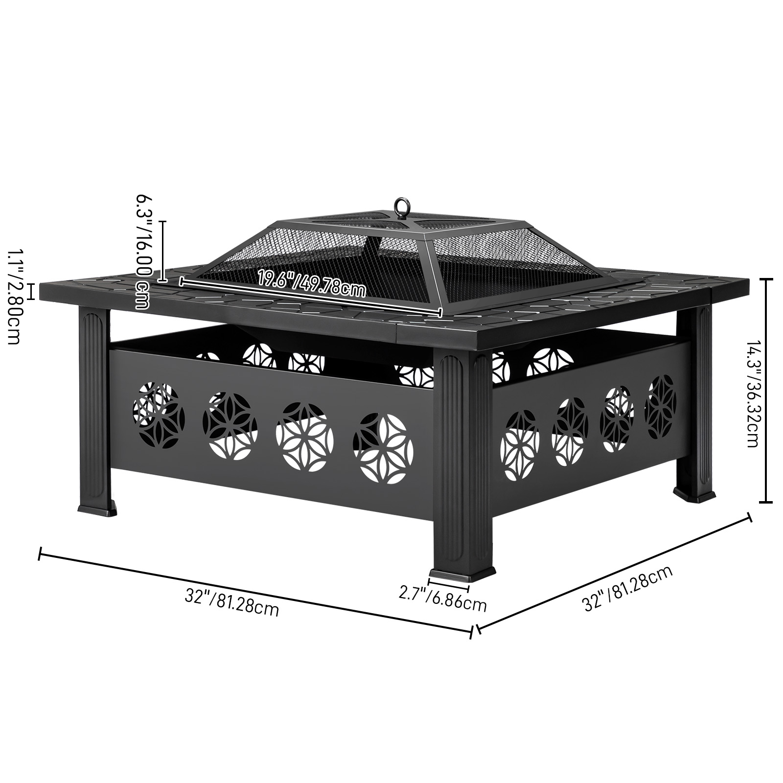 Mesa de fogueira quadrada de 3 - Outdoor Camping Fire Pit avaliação e preço